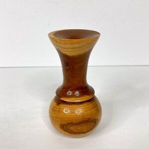 Wood Turned Vase Signed by Maker Woods by Warner Ohio Small Opening Rustic